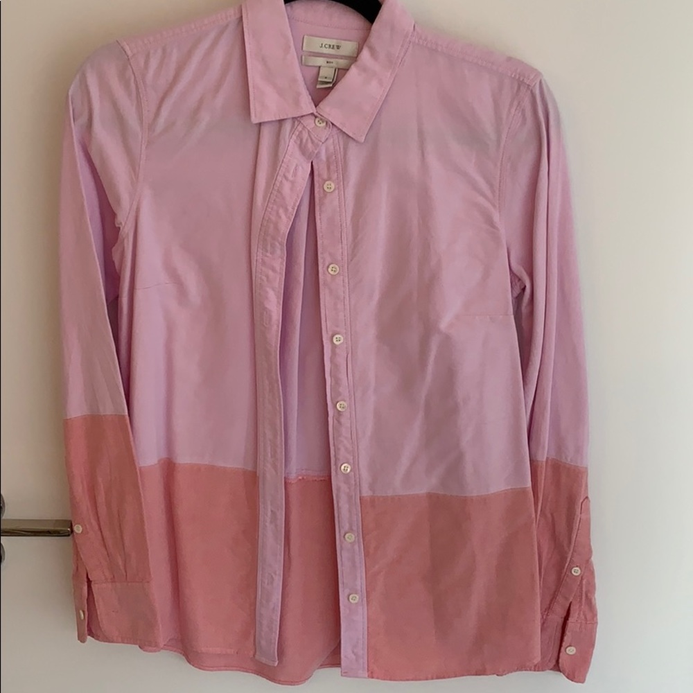 Jcrew pink color block button down top